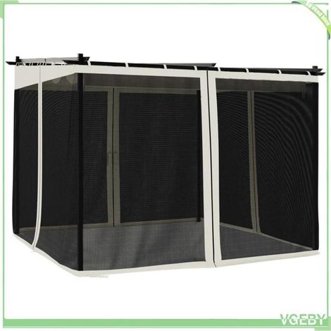 Tonnelle / gazebo - FAFEICY - 4003908 - 3x3 m (296×296 cm) - toit rétractable - parois en filet crème (1/5)
