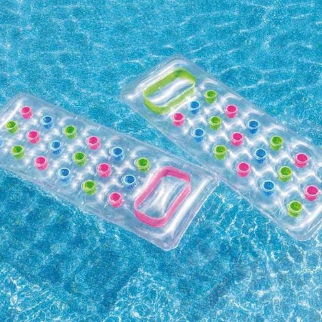 TRADE SHOP - Materassino Gonfiabile 188x71cm Trasparente Con 18 Fori Materasso Piscina Mare 019966 - (1/5)