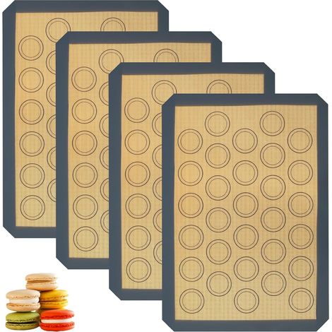 Lot de 4 tapis de cuisson en silicone pour macarons 42 x 29,5 cm (1/5)