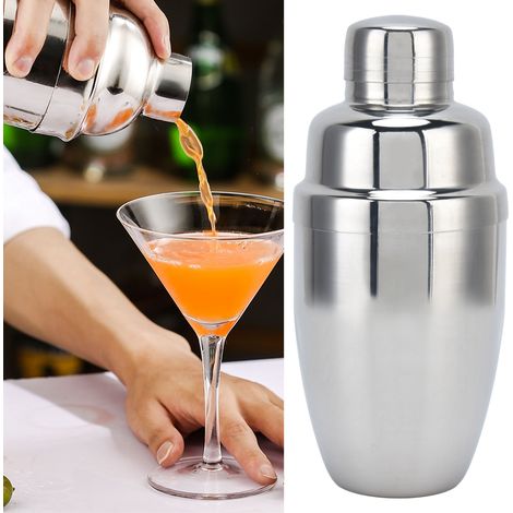 Dreiteiliger Cocktailshaker aus Edelstahl, Getränkemixer, Milchtee-Shaker, Cocktail-Mixer für die Hausbar und Partys (Silber 350 ml) (1/5)