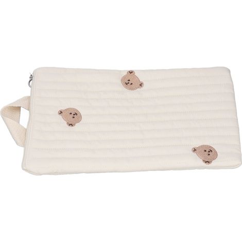 Sac à biberon brodé avec fermeture éclair mignonne, grande capacité et motif ours. (1/5)