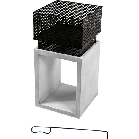 Teamson Home Giardino Braciere Colonna a Legna, Camino e Stufa a Legna, Mobili da Esterno, Bruciatore a Legna in Metallo con Attizzatoio, Grigio/Nero (1/5)