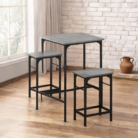Ensemble table de bar et tabourets gris 80 x 50 x 87 cm (1/5)