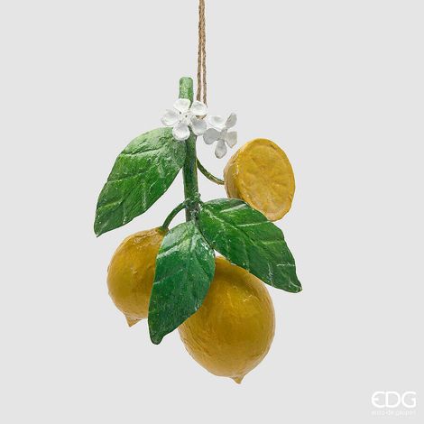 EDG Enzo De Gasperi Decoro Limone da Appendere Pianta Artificiale H 24 Cm L 8,5 x 14 Cm Verde Giallo