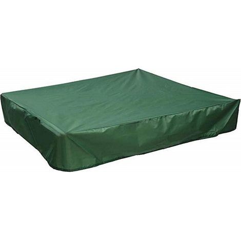 Bâche Bac à Sable Couverture de bac à sable 180x180x20cm pour enfants petite couverture de bain carré vert imperméable à l'eau avec Cordon de Serrage Tissu Oxford 210D (1/5)