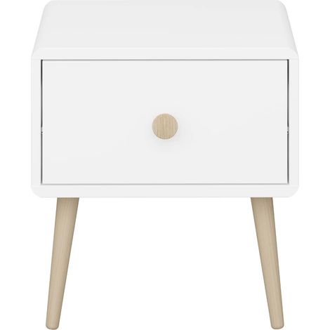 Gaia table de nuit 1 tiroir blanc. (1/4)