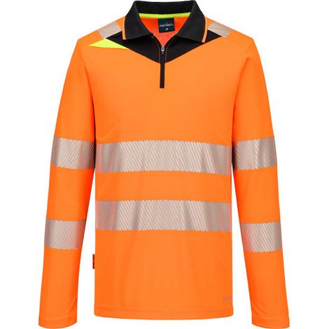 Polo de manga larga DX4 con cremallera de alta visibilidad DX419 M Naranja/Negro (1/2)