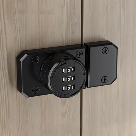 Loquet à mot de passe d'armoire, serrure d'armoire rotative, serrure à loquet rotatif à 3 chiffres, serrure de porte mécanique à code à combinaison, en alliage de zinc (noir) (1/2)