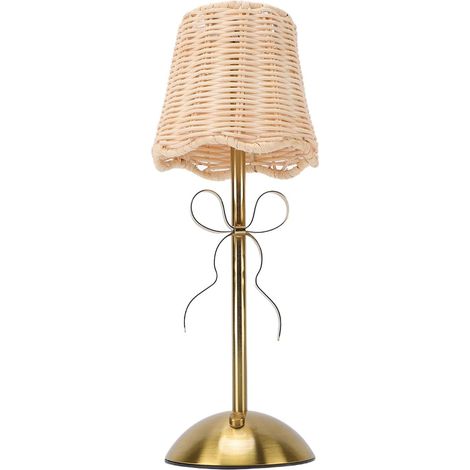 Lampe de Table en Rotin Sans Fil, Chevet Rechargeable USB, Base (1/5)