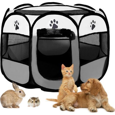 Foldable Enclosure, Pop-up Design, Breathable Mesh, For Dogs, Cats, Rabbits, Indoor and Outdoor Use (1/5)