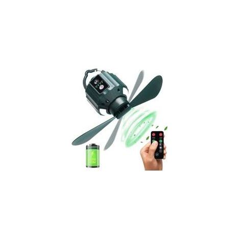 Ventilateur de plafond de camping, portable, rechargeable par USB, 5200 mAh, avec télécommande pour le camping, les voyages, la pêche, la randonnée et les barbecues. (1/4)
