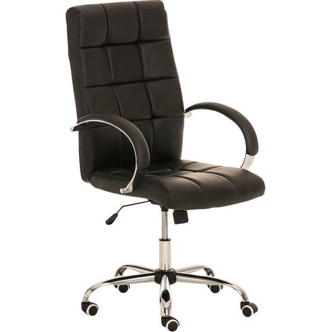Sillón de oficina con ruedas en cuero artificial negro BUR10009 (1/4)