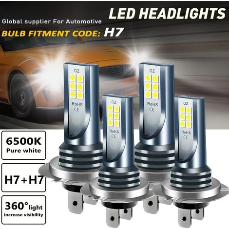 4er-Pack H7-LED-Scheinwerfer – Über 3000 Lumen ultrahelles, 6500 K Xenon-ähnliches weißes Licht