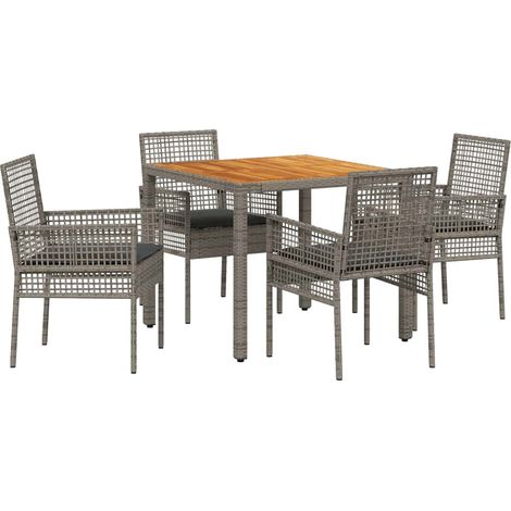 Maison Exclusive - Garten Essgruppe 5 pcs Grau Poly-Rattan