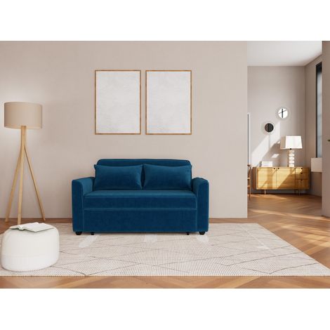 Bestmobilier – Canapé droit 2 places convertible en velours côtelé – Couchage 180x120cm – Style contemporain – Idéal pour petits espaces (1/5)