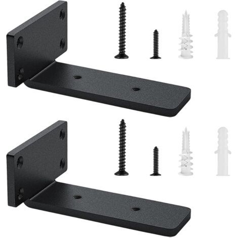 Lot de 2 Supports d'étagère Flottants de 15cm, Supportsd'étagère Robustes pour Étagères, Supports D'Étagère Industriels Avec Vis Assorties Équerre Étagère, Capacité de Charge de 75 Kg (Noire) (1/5)