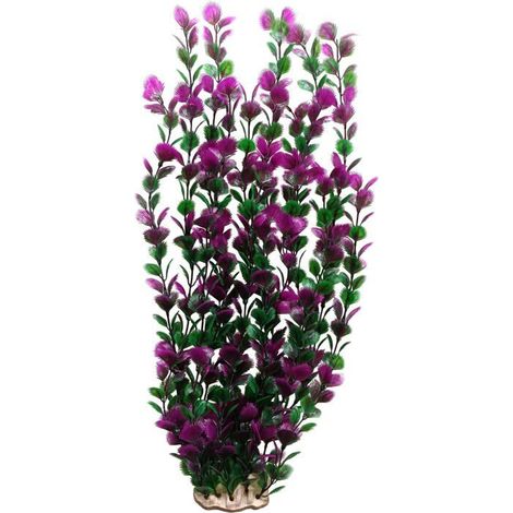Décoration d'aquarium , Feuille à grandes dents , violette et verte , Plante en plastique, très grande taille, tons violets et verts (1/4)