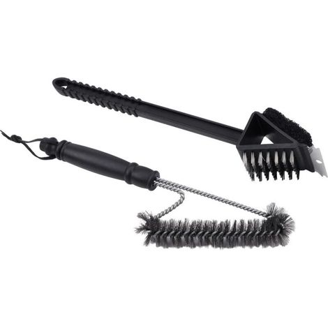 Kit 2 Accessoires de Nettoyage Barbecue AM23 - Brosse en Acier Inoxydable 201 + éponge + Manche en polypropylène - 37 x 6 cm - pour l'entretien des grilles (1/5)