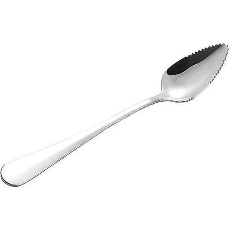 Cuillère à dessert en acier inoxydable épais, à bord dentelé, lot de 4, couleur argent. (1/5)