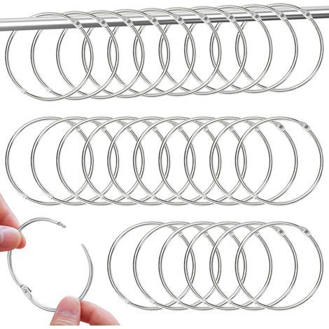 Set mit 40 Gardinenringen aus Metall, leicht zu öffnen, 50 mm Durchmesser, für Schlafzimmer und Badezimmer (1/5)