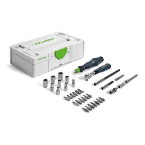 Festool – Coffret multi-outils 37 pièces – Clé à cliquet 1/4" – Adaptateurs flexibles et rallonges – Pour montage de meubles et cuisines (1/7)