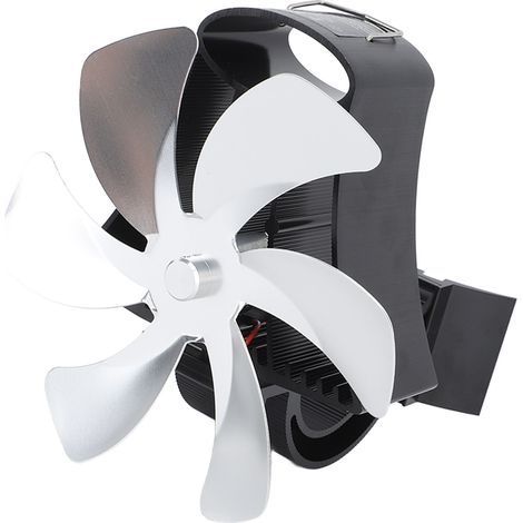 Ventilateur de poêle magnétique à 6 pales, fixation murale, alimenté par la chaleur, pour conduit de cheminée, installation magnétique, pour poêles à bois, argent (1/5)