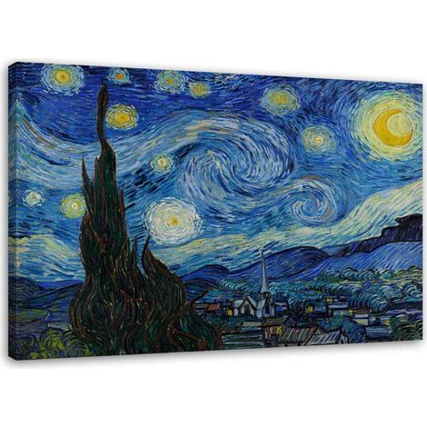 Tableau sur toile, Nuit étoilée - Reproduction V. van Gogh - 60x40 (1/5)