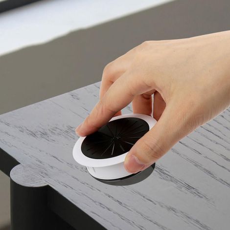 Passe-câbles rond en plastique ABS (gris, 50 mm) – Convient aux meubles, armoires, bureaux d'ordinateur et bureaux (1/3)
