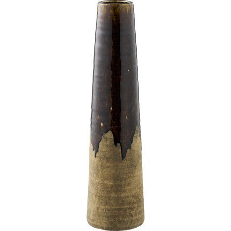 Vaso in ceramica marrone con smalto a colatura ø12,5×48 cm