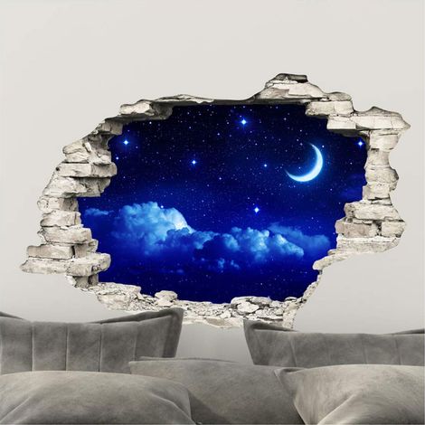 Stickers muraux Chambre Adulte - Adhesif Mural Effet 3D Sticker Mural - Autocollant Mural Ciel (1/5)