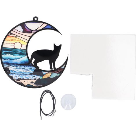 Suncatcher en acrylique coloré imprimé UV - Ornements suspendus en verre teinté en mémoire de chat TYU401 (1/5)