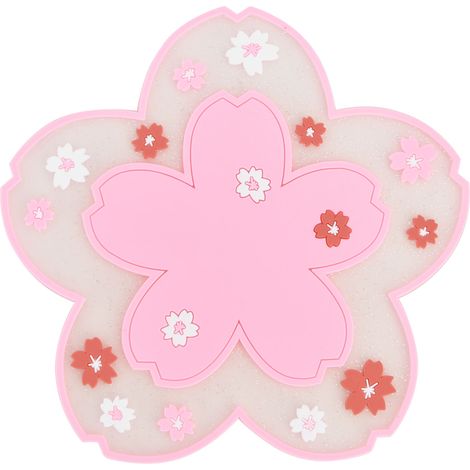 Flower Pattern Coasters Heat Insulation Coaster AntiSlip Cup Mats Tabletop Protection Prevent Furniture Damage(Pink )