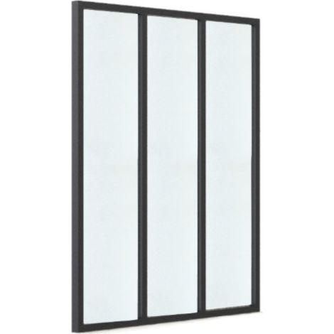 Verrière d'intérieur en aluminium - 3 vitrages dépolis - Noir sablé - 105 x 123 cm (1/3)