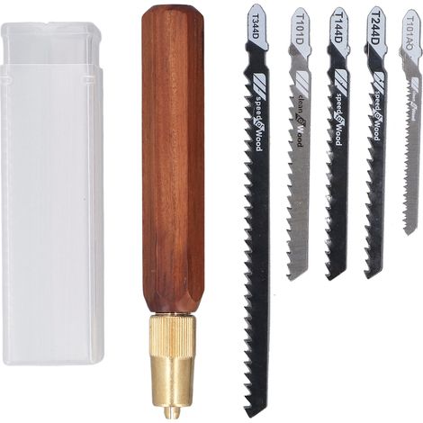 Kit scie à main manche hexagonal en bois de rosier et 5 lames de scie détachables pour menuiserie (1/5)