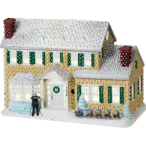 Village de Noël lumineux LED, maison en résine sculptée pour décor de table, centre de table et cheminée, statue ornementale pour étagère (1/5)