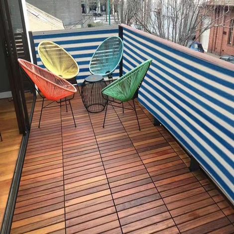 Écran de confidentialité rayures bleues et blanches, écran de confidentialité résistant aux intempéries, 0,9X3M, pour balcon (1/5)