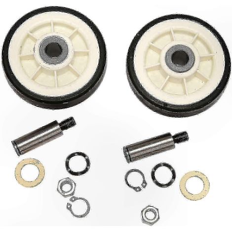 Lot de 2 rouleaux de support de tambour de sèche-linge avec axe pour pièces de rechange 303373, 12051541, ER303373K, 303373K-JC