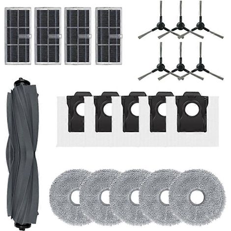 Pièces détachées pour aspirateur robot Dreame Mova E30 Ultra / Trouver E30 Ultra : brosse principale, filtre HEPA, lingette de nettoyage, sac à poussière (1/5)