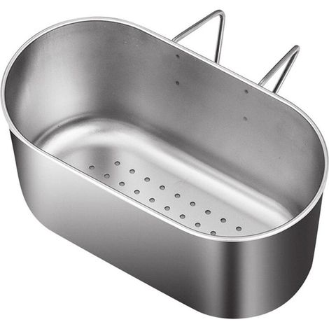 1 panier de vidange évier, inox, 18 x 10 x 9 cm, pour évier double avec bord de 2 à 4 cm, filtre fin intégré, usage cuisine et salle de bain (1/5)