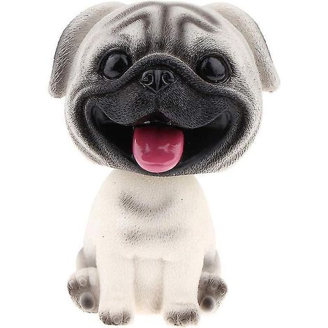 Niedliche Hundefigur aus Kunstharz mit Wackelkopf – Mops
