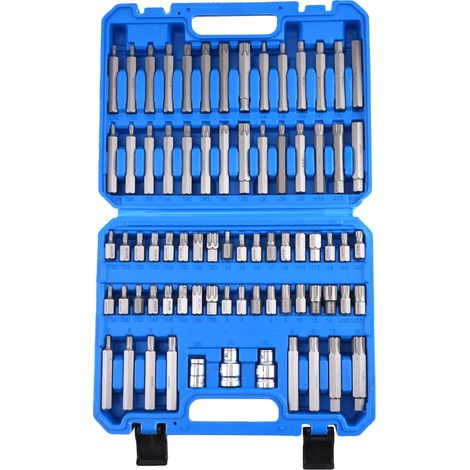 3/8" 1/2" Dr Socket Bit Set 75 Pieces Hex Star Ribe Spline CRV Tool (1/5)