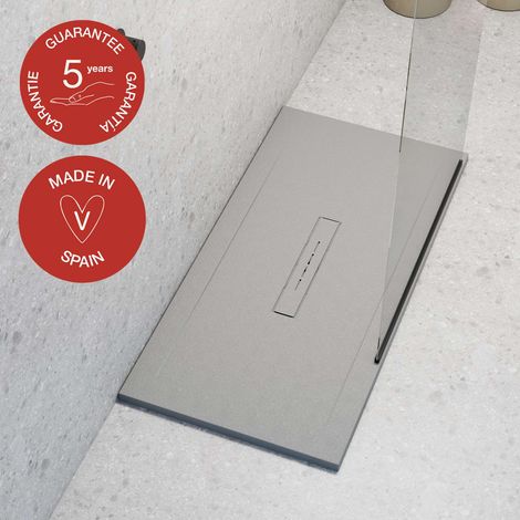 Receveur de douche Poalgi, extraplat, gris humo, L.70 x l.160 cm, finition sable, série Clay