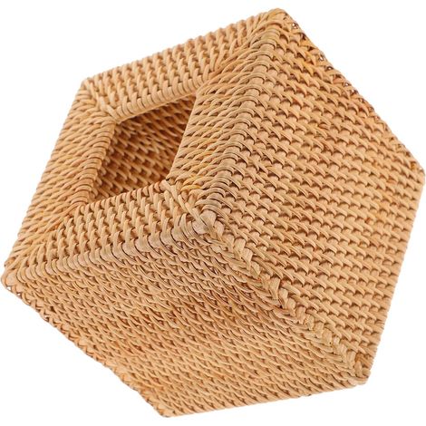 Boîte à Mouchoirs Rangement Élégant en Rotin Tissé Léger Carrée Design Vintage Facile D'utilisation pour Maison et Voiture pour Salon ou Bureau (1/5)