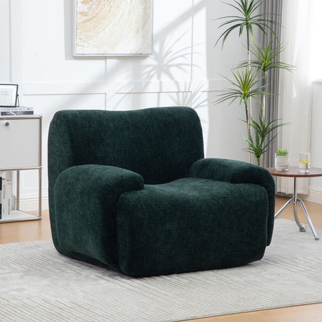 Fauteuil en chenille avec tabouret sous vide, garni de mousse 30D haute élasticité. Sans montage, vert (1/5)