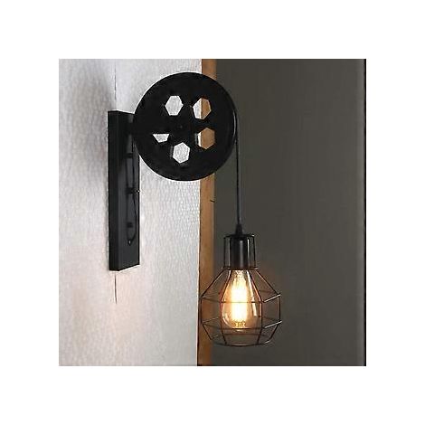 Industrielle Wandleuchte, Vintage-Wandleuchte mit Seilzug, Innenleuchte für Bar, Schlafzimmer, Wohnzimmer, Restaurant, Café, Flur (1 Stück - Bl)