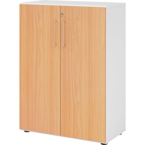 bümö smart Aktenschrank - 3 Ordnerhöhen Weiß/Buche (1/5)