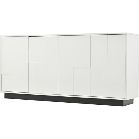 Buffet de salon 160 x 37 x 75,5 cm avec 4 portes blanc et noir (1/5)
