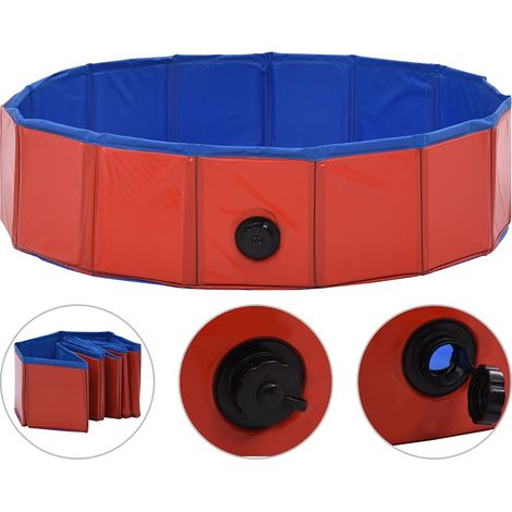 Piscine pliable pour chiens Rouge 80x20 cm PVC (1/5)