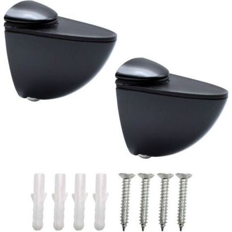 Lntyq Taquets pour Étagères, 2 Pcs Equerre Etagere Murale, Support Etagere Verre, 3-20 mm Porte-Verre En Zinc Clip Fixations Réglable Murale, Pince à Verre Noir pour Escalier (1/4)