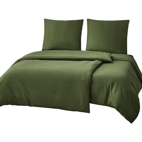 Bettwäsche 02 - Olivgr&xFCn 4Teilig: 2x 135x200 cm + 2x 80x80 cm (1/5)